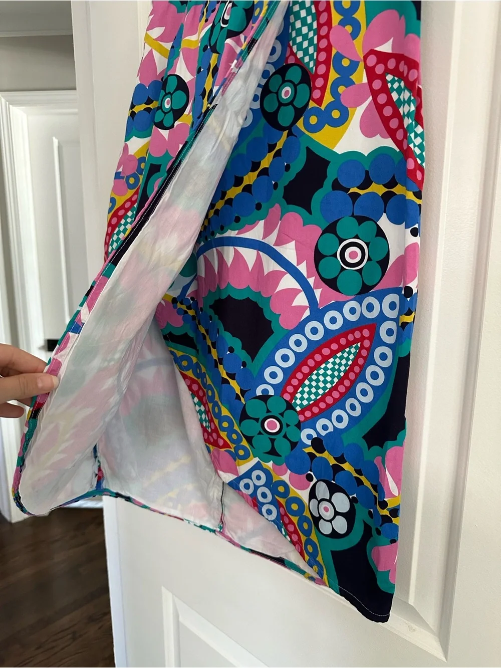 J Crew Tie Back Tulip Pencil Skirt in Ratti Kaleidoscope, Size 8